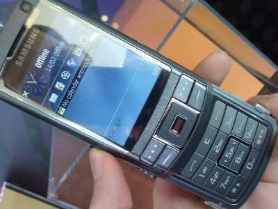 The Samsung G810 phone, slid open