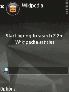A list of Wikipedia articles is narrowed down with each keypress, as someone types "symbian" into a search field. The "Symbian Ltd" result is selected and the corresponding article appears